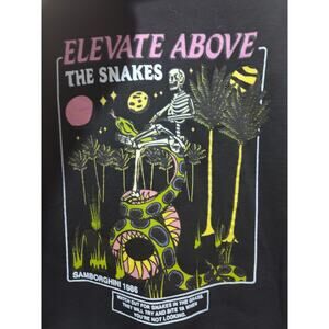 Skeleton Snake Black Hoodie Mens Small